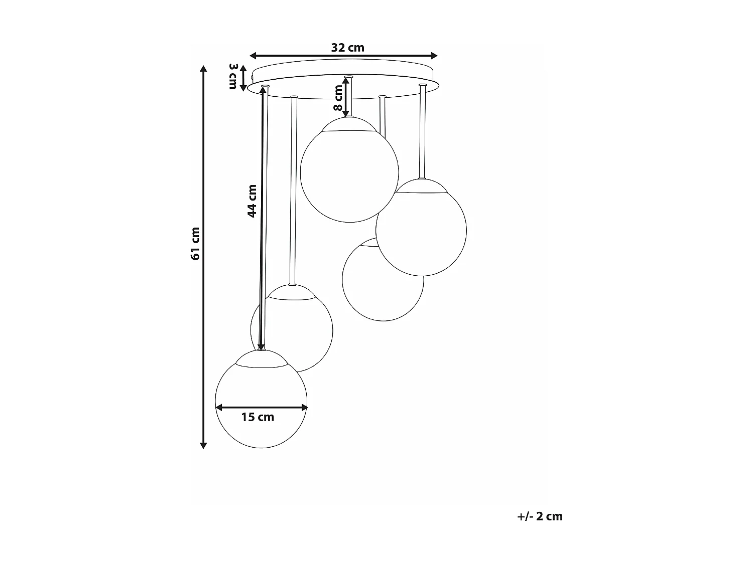 Lampes suspension à 5 lumières RIANA Métal Laiton