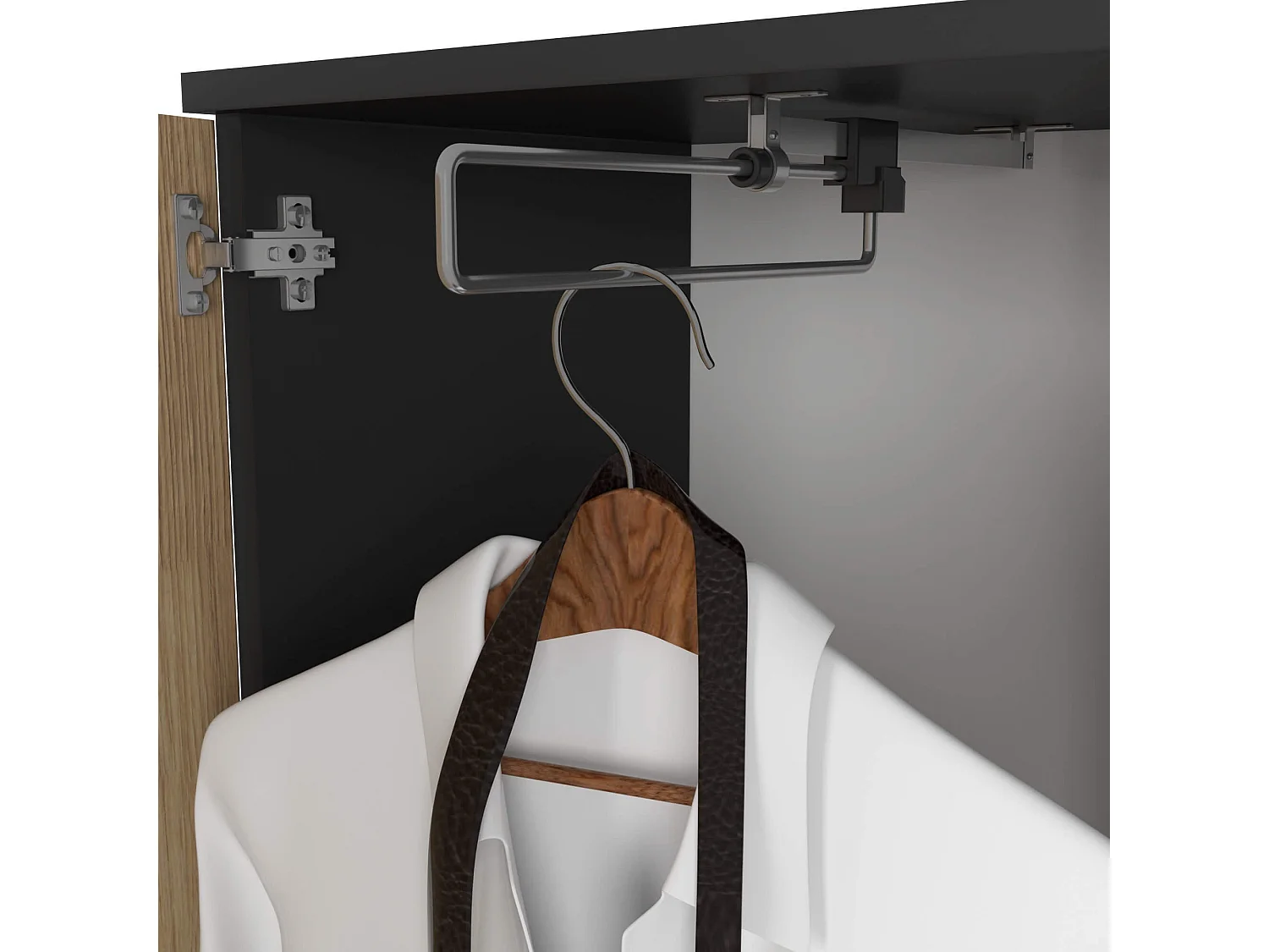 Conjunto de Móveis para Hall de Entrada ENTRO Preto/Carvalho Artisan