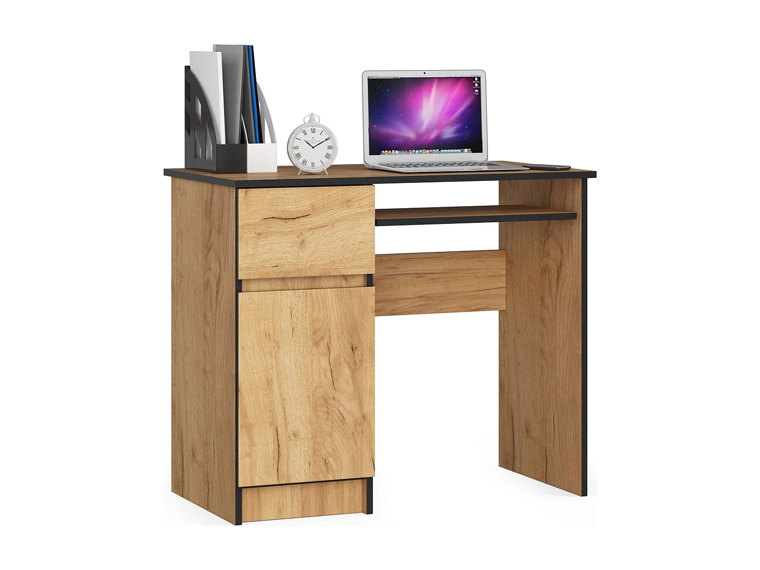 Mesa Para Computador Piksel em Carvalho Craft - Design Esquerdo