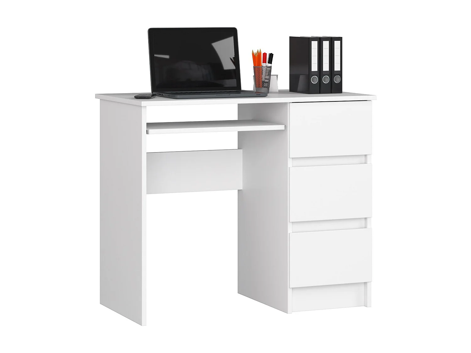 Mesa de Computador A-6 Direita 90 cm Branca com Suporte para Teclado