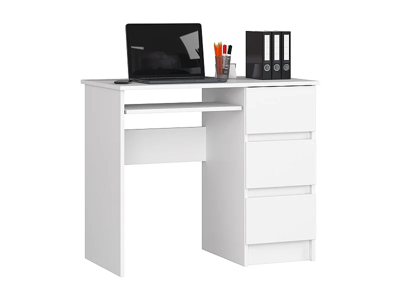 Mesa de Computador A-6 Direita 90 cm Branca com Suporte para Teclado