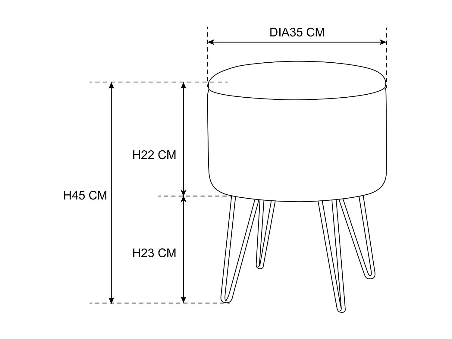 Pufe Redonda Estofada Lili Verde Garrafa com Armazenamento Abertura 35x45 cm - Base Dourada em Aço