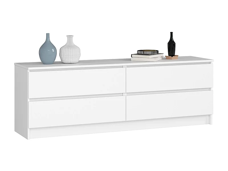 Cômoda Branca Moderna K160 c/ 4 Gavetas - Acabamento Fosco, 160cm