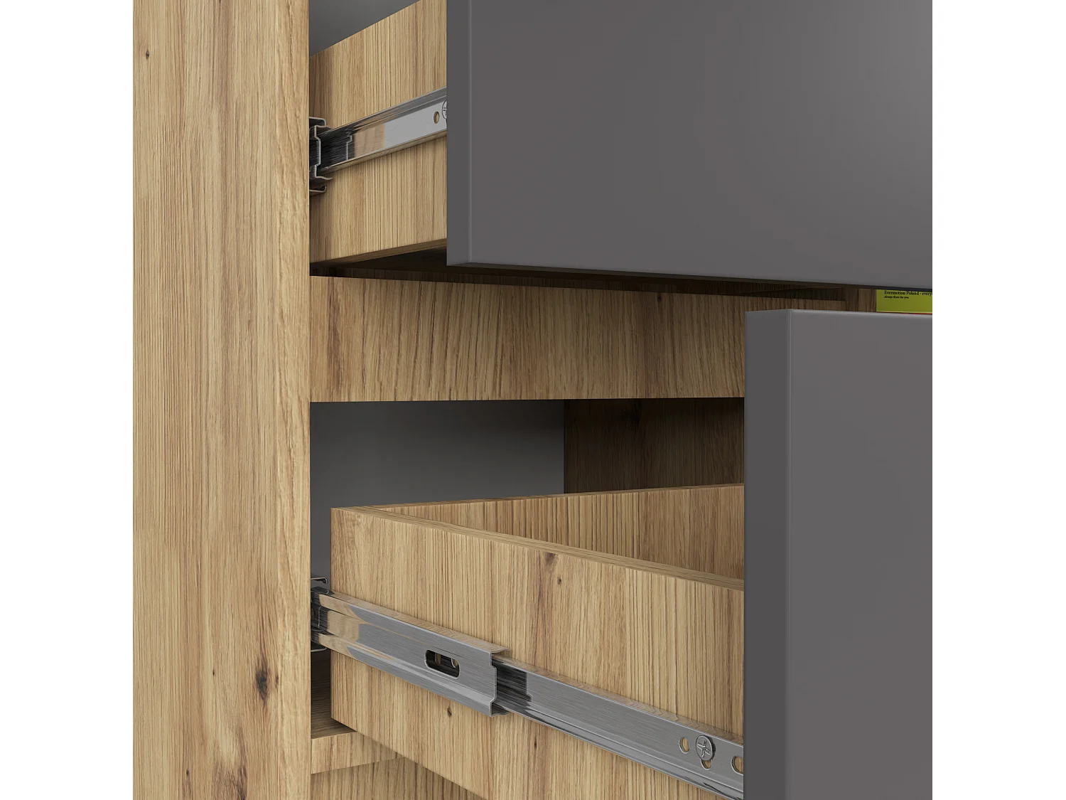 Cômoda 1 Porta 3 Gavetas Carvalho Artesanal/Grafite Cinza 80cm