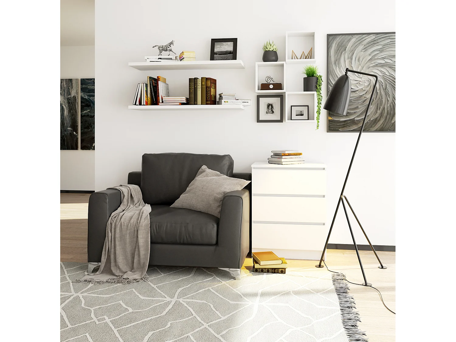 Cômoda Branca 60cm 3 Gavetas - Design Minimalista, Padrão Europeu, Auto Montagem