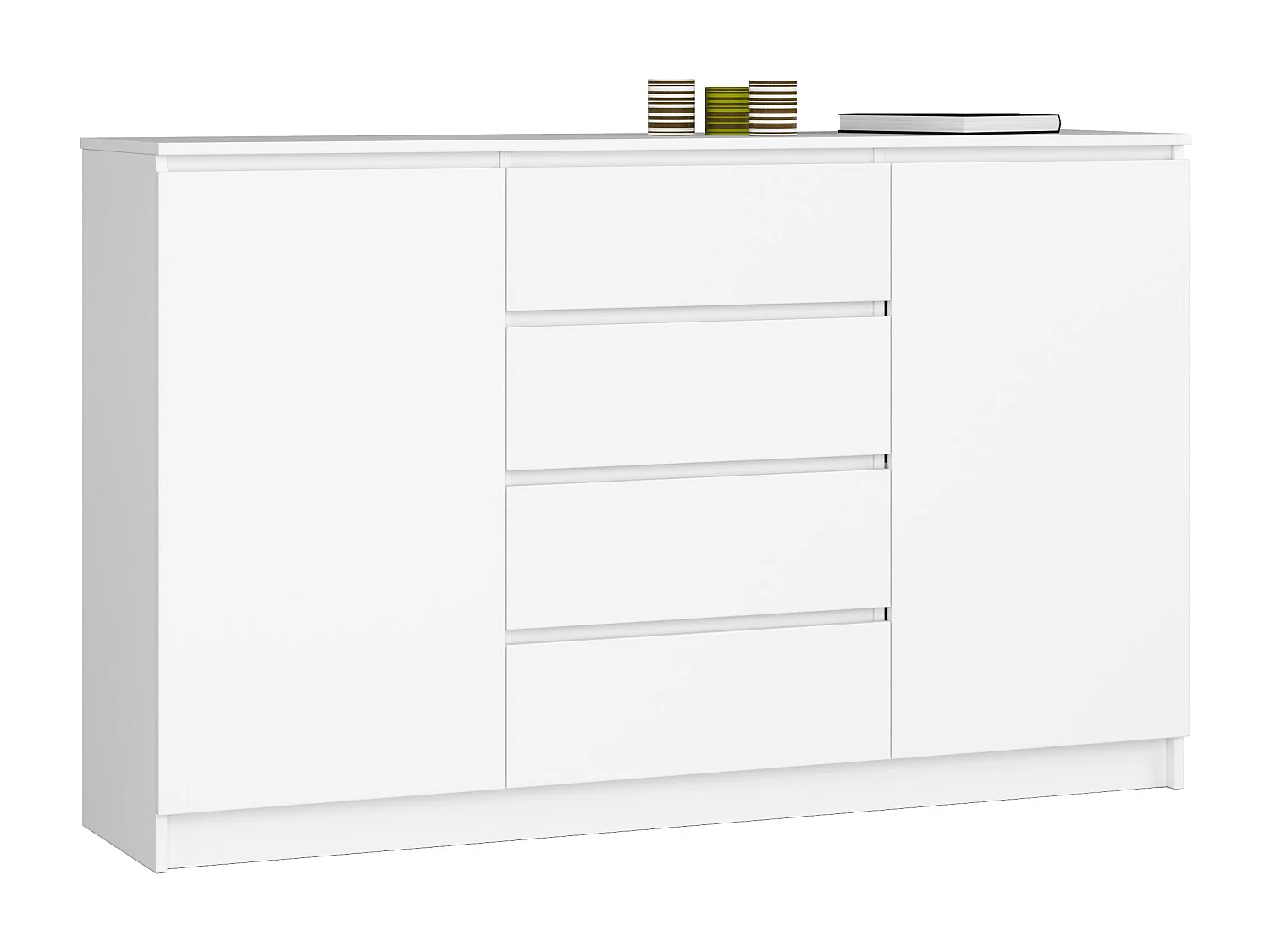 Cômoda Branca Elegante K160 com 4 Gavetas e 2 Portas