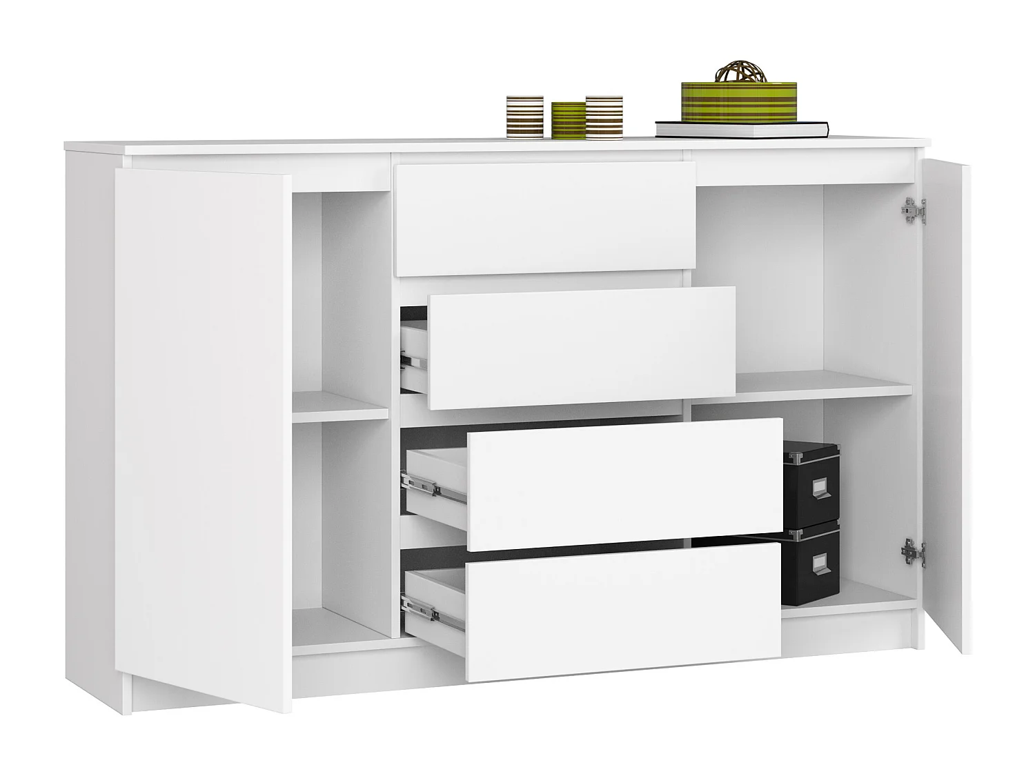 Cômoda Branca Elegante K160 com 4 Gavetas e 2 Portas