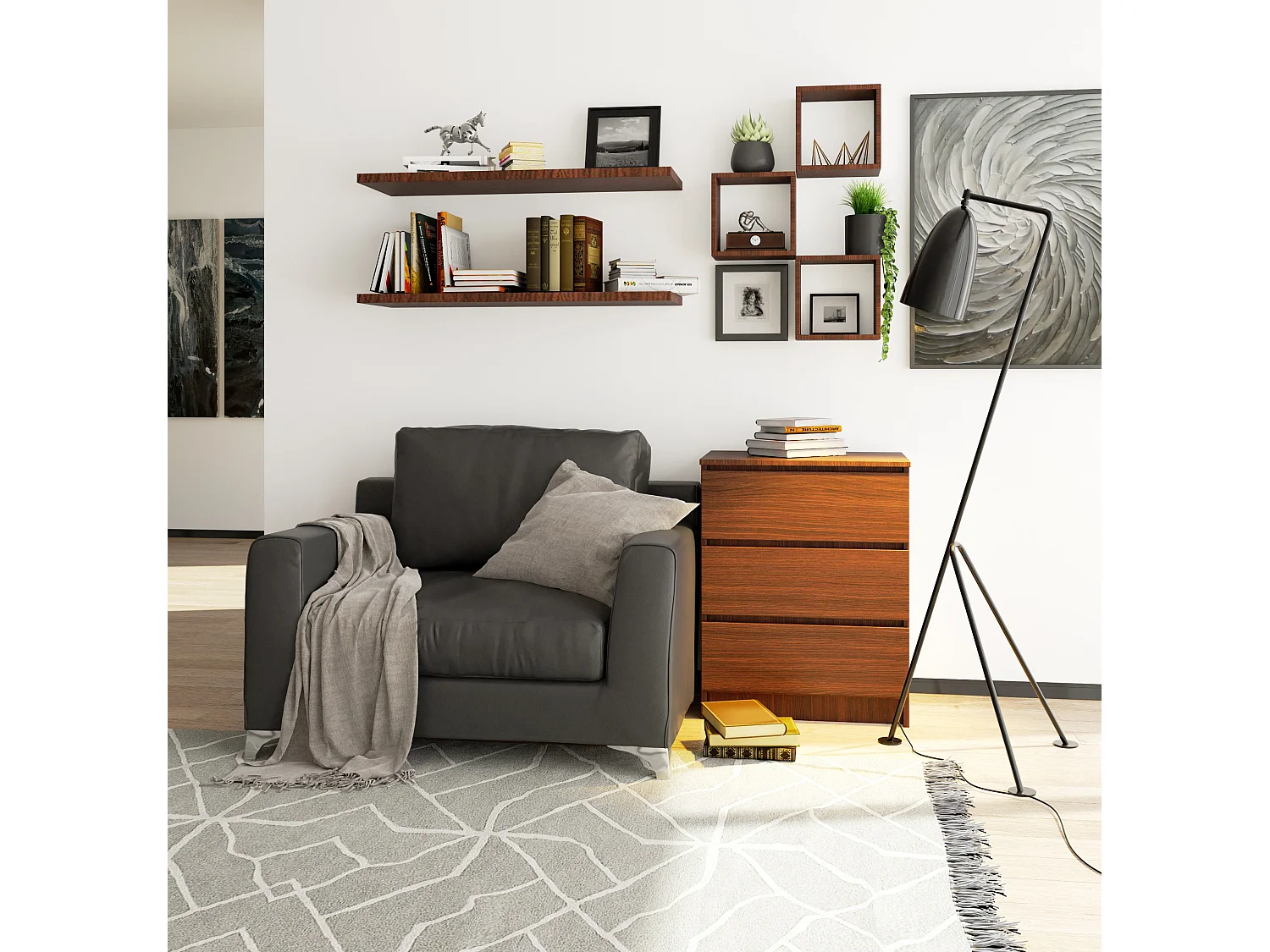 Cômoda 3 Gavetas Wenge 60 cm