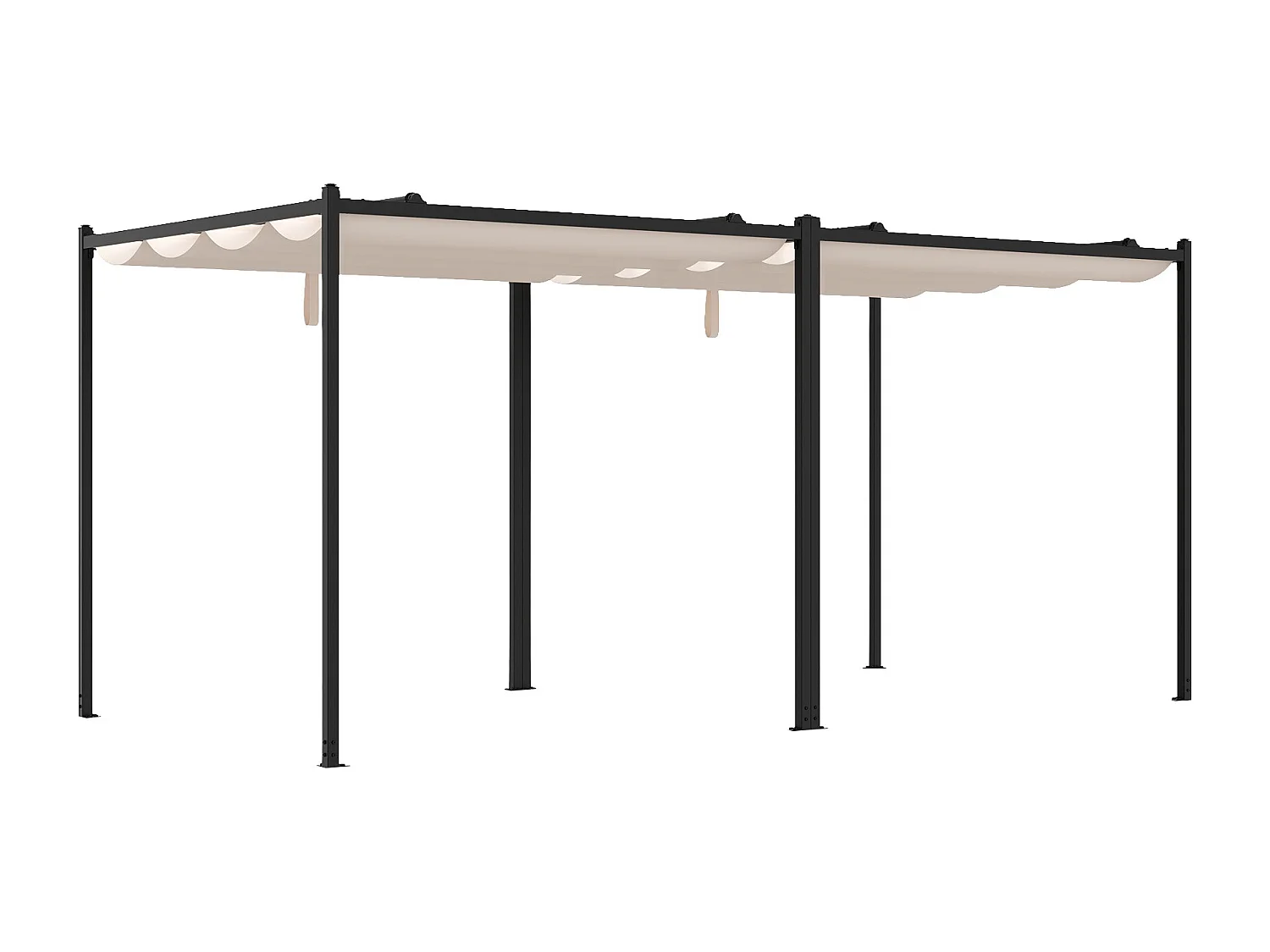 Pergola autoportante modulable en acier avec toit rétractable - 10,6 m² - noir - MAZARA