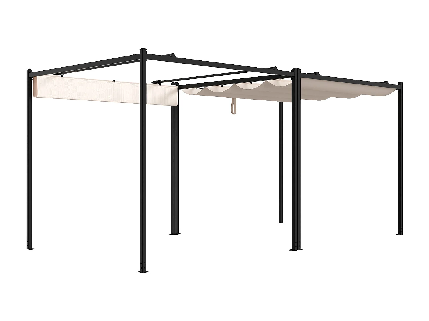 Pergola autoportante modulable en acier avec toit rétractable et treillis - 10,6 m² - noir - MAZARA