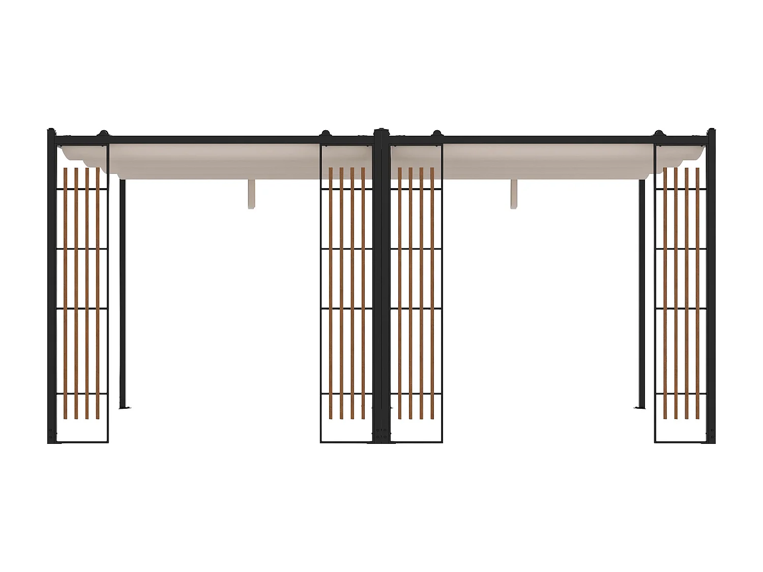 Pergola autoportante modulable en acier avec toit rétractable et treillis - 10,6 m² - noir - MAZARA