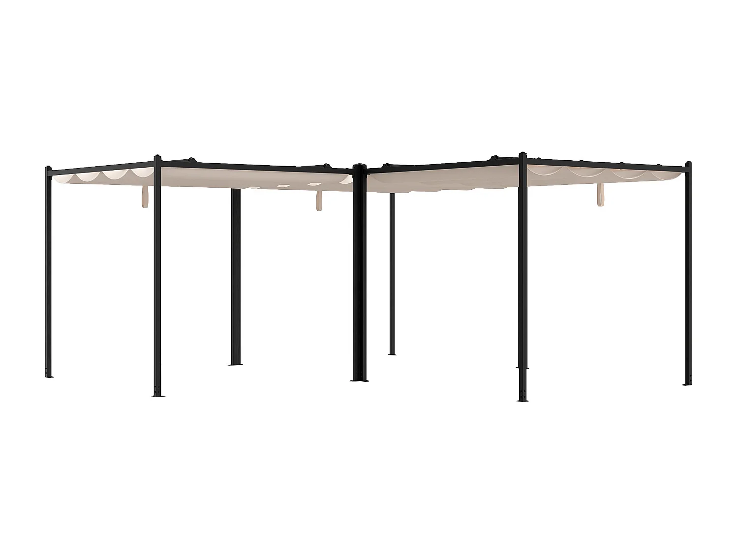 Pergola autoportante modulable en acier avec toit rétractable - 15,9 m² - noir - MAZARA
