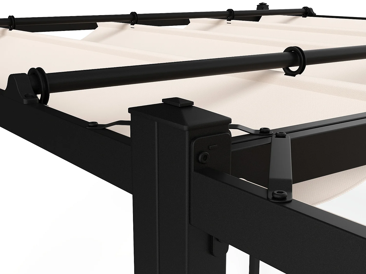 Pergola autoportante modulable en acier avec toit rétractable et treillis - 15,9 m² - noir - MAZARA