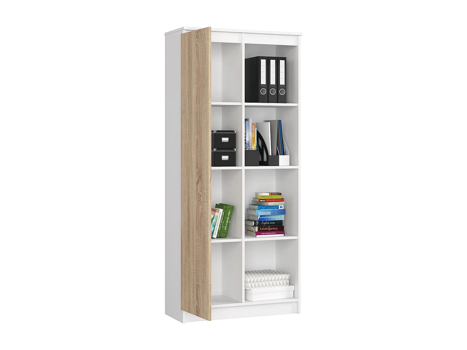 Estante Modular R80 1 Porta e 4 Prateleiras Cor Branco/Carvalho de Sonoma