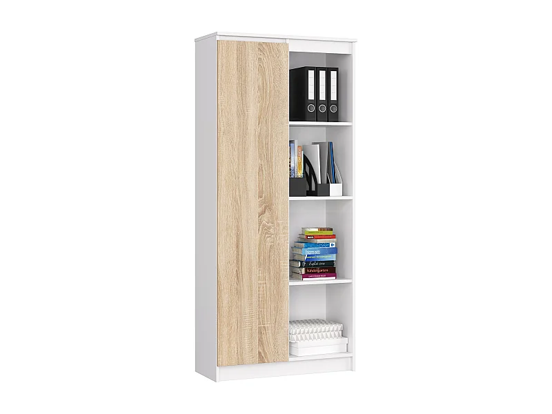Estante Modular R80 1 Porta e 4 Prateleiras Cor Branco/Carvalho de Sonoma