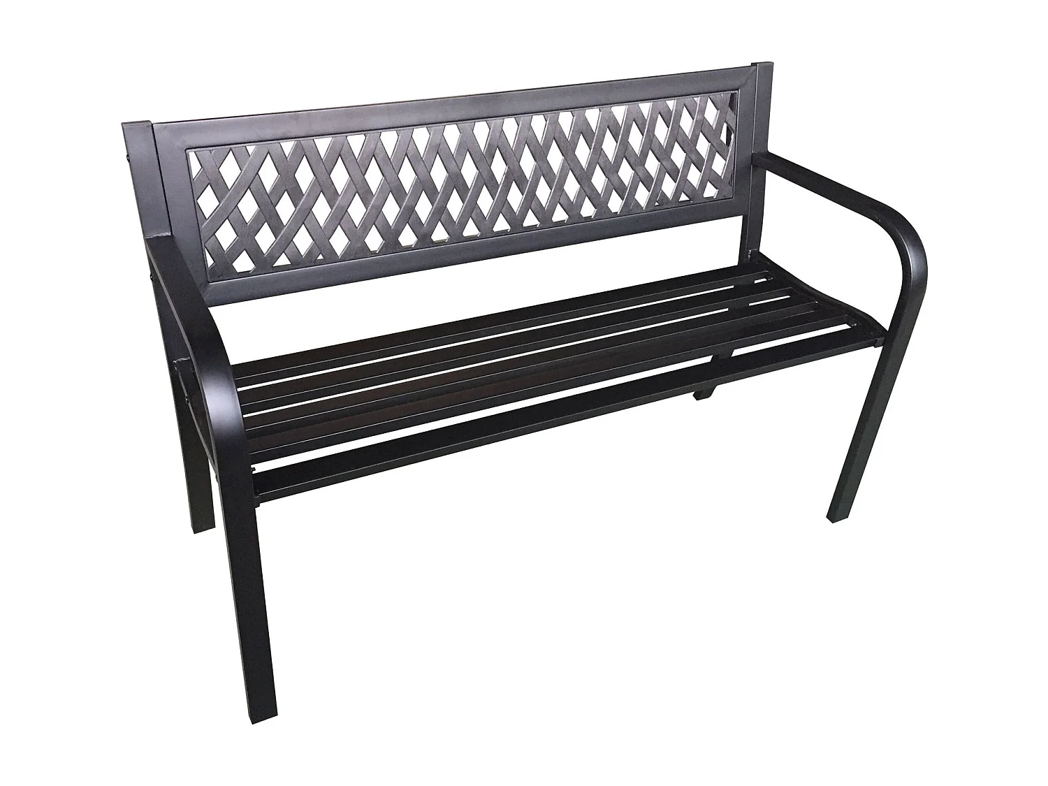 Banco de Jardim KALIA Preto - Estilo Contemporâneo, Estrutura Metálica Delgado