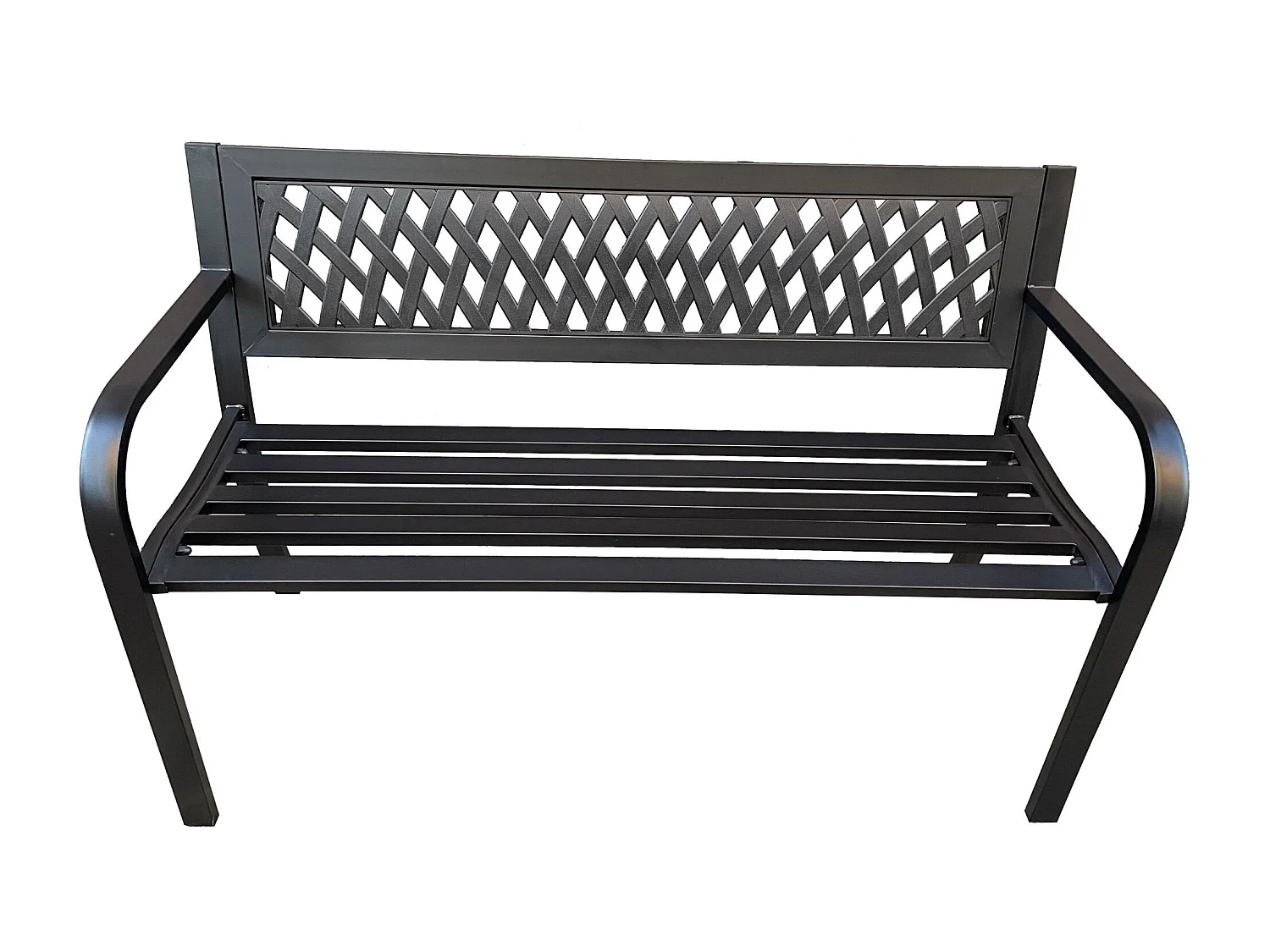 Banco de Jardim KALIA Preto - Estilo Contemporâneo, Estrutura Metálica Delgado