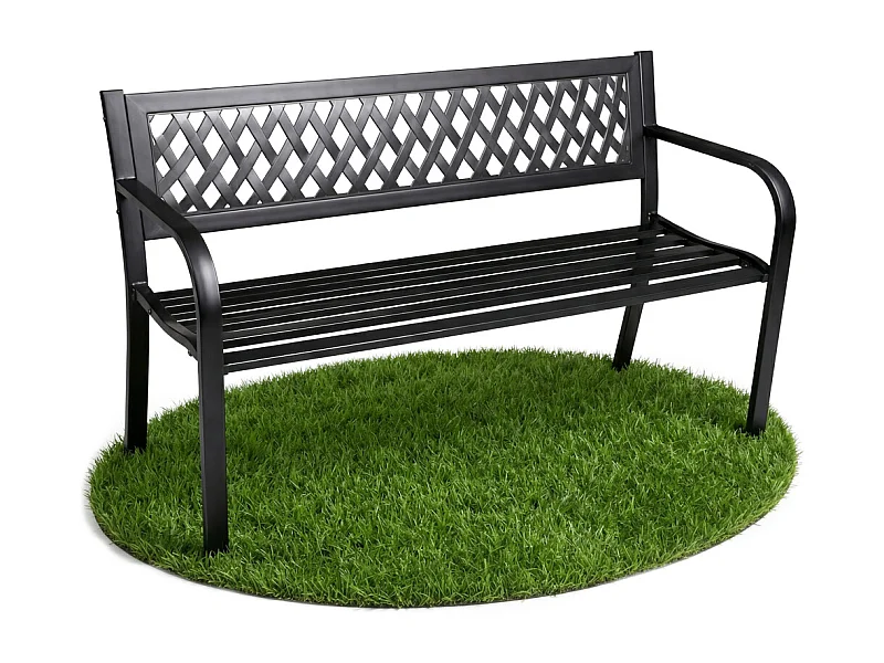 Banco de jardim preto KALIA com pernas de aço de 122 cm de largura