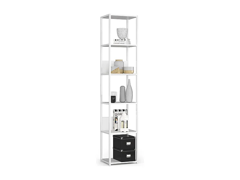 Estante Metálica Loft 6 Prateleiras Branco 192x40 cm