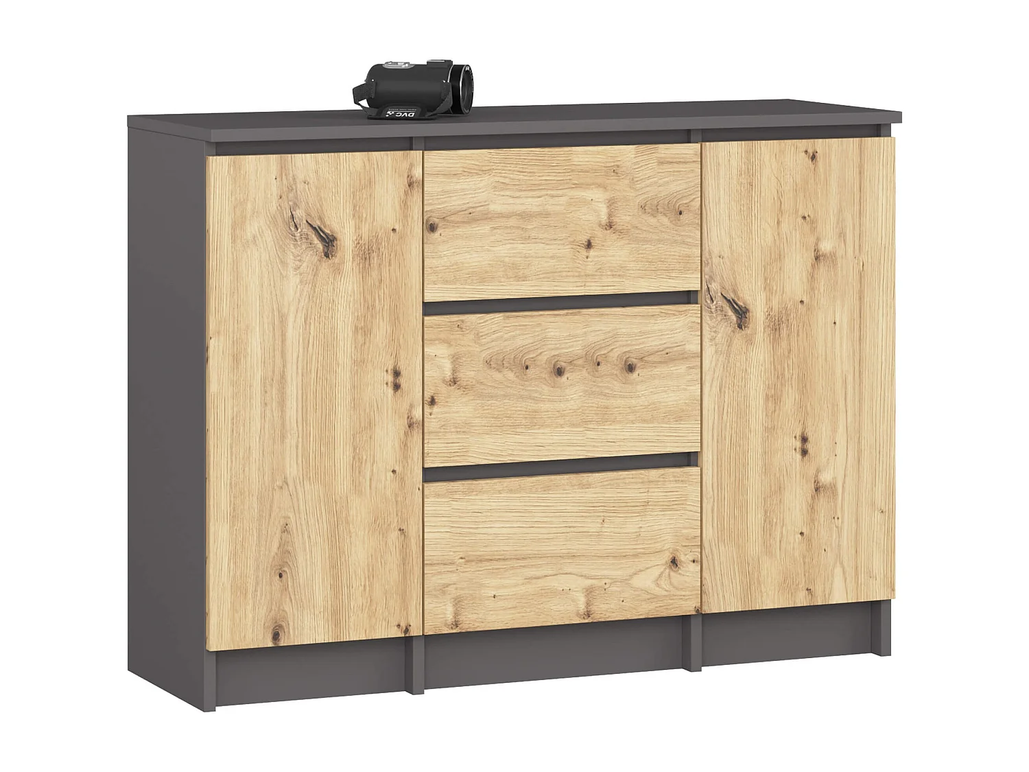 Cômoda Clássica Grafite/Dália Artisan com 3 Gavetas e 2 Portas