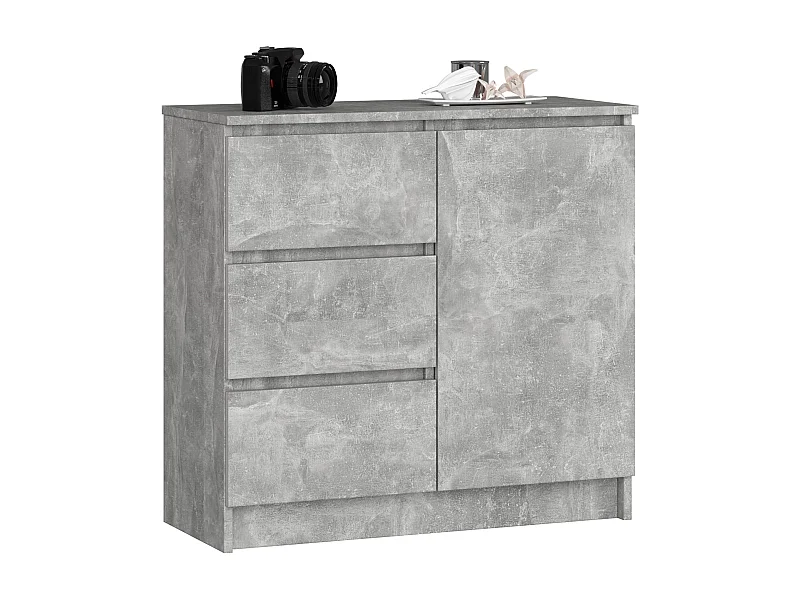 Cômoda Jerry K80 1 Porta 3 Gavetas Cor Beton 80x77x35 cm