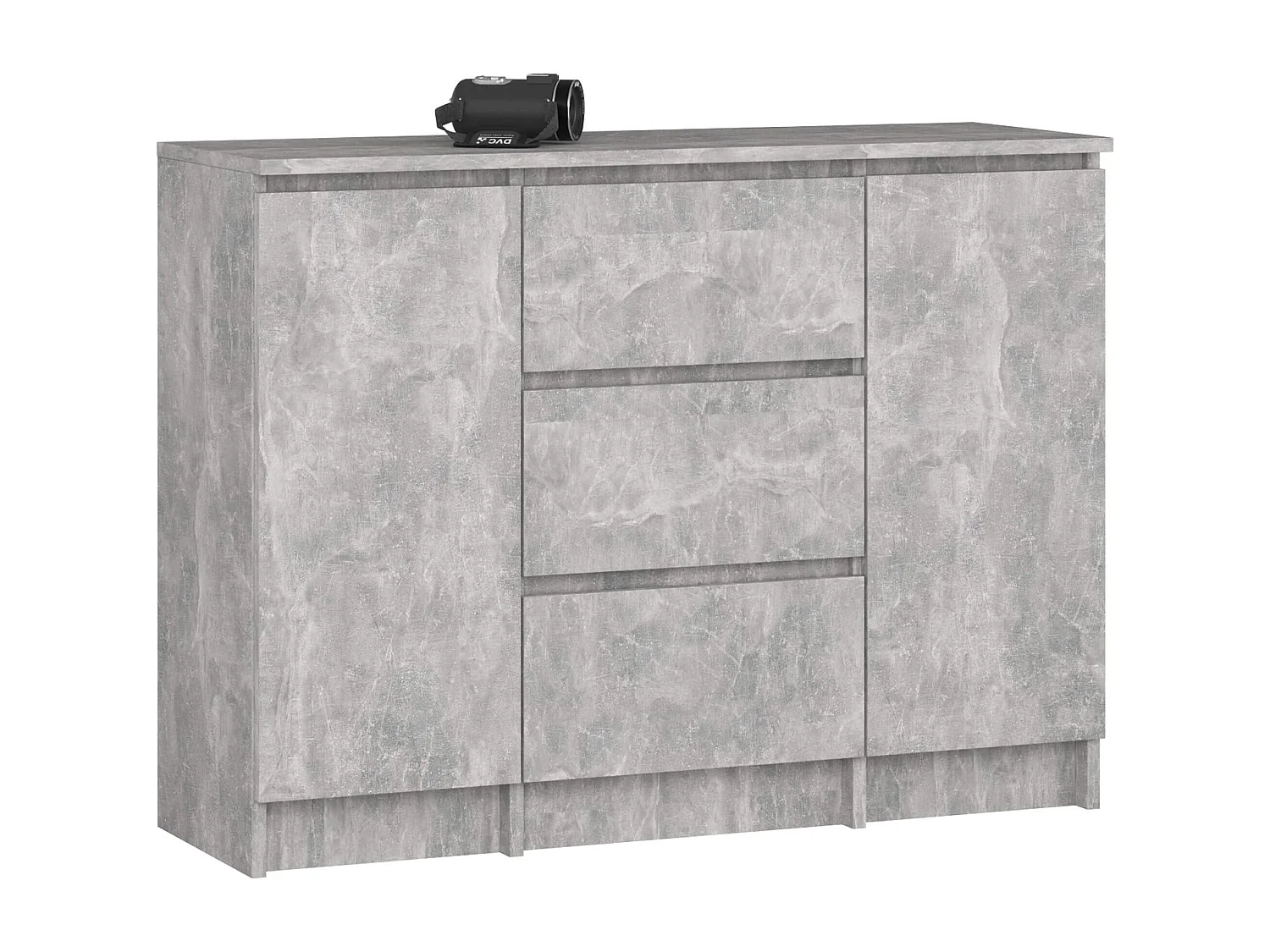 Cômoda K100 2 Portas 3 Gavetas Estilo Clássico Acabamento Beton