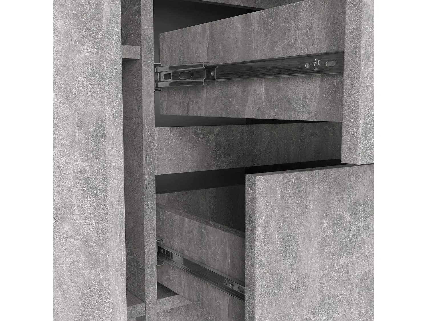 Cômoda K100 2 Portas 3 Gavetas Estilo Clássico Acabamento Beton