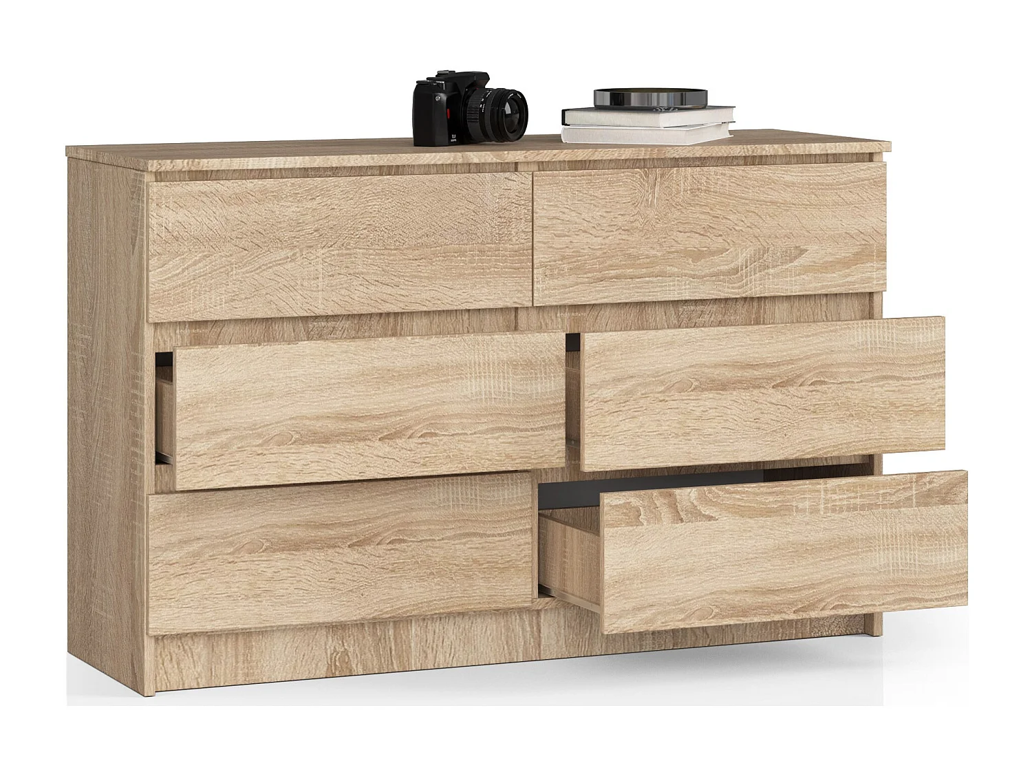 Cômoda K140 Carvalho de Sonoma 6 Gavetas