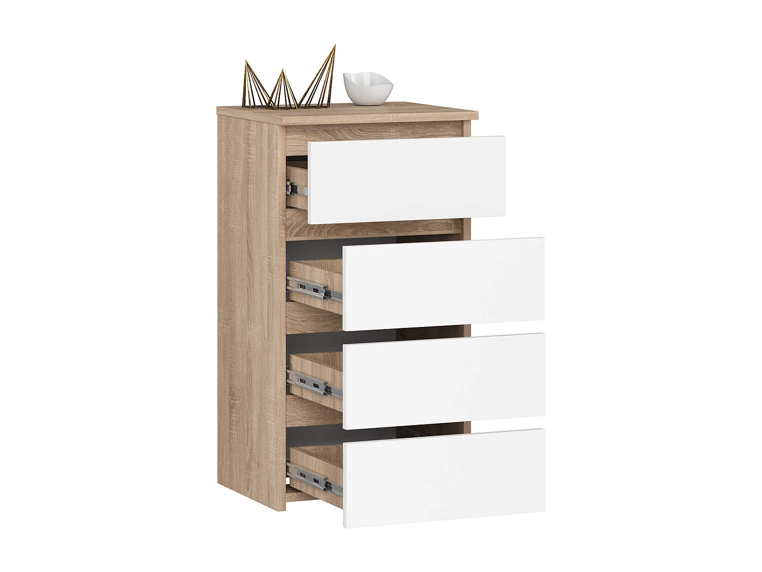 Cômoda CL4 com 4 Gavetas em Carvalho Sonoma e Branco - 40x74x35 cm