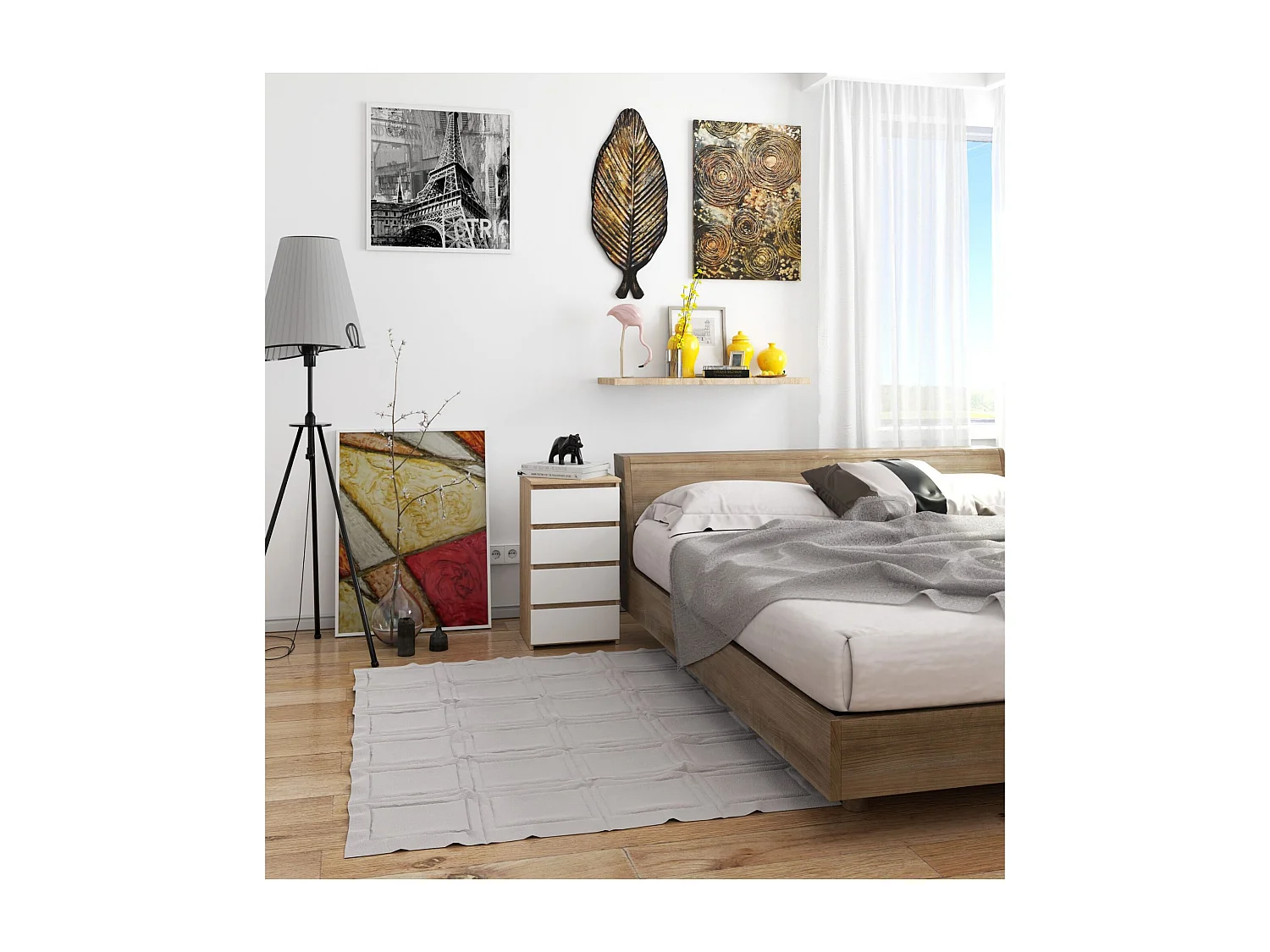 Cômoda CL4 com 4 Gavetas em Carvalho Sonoma e Branco - 40x74x35 cm