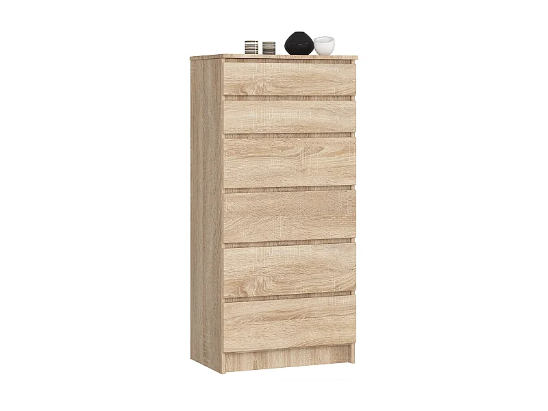 Cômoda Modern Carvalho de Sonoma com 6 Gavetas, 60x130x40 cm, Montagem DIY