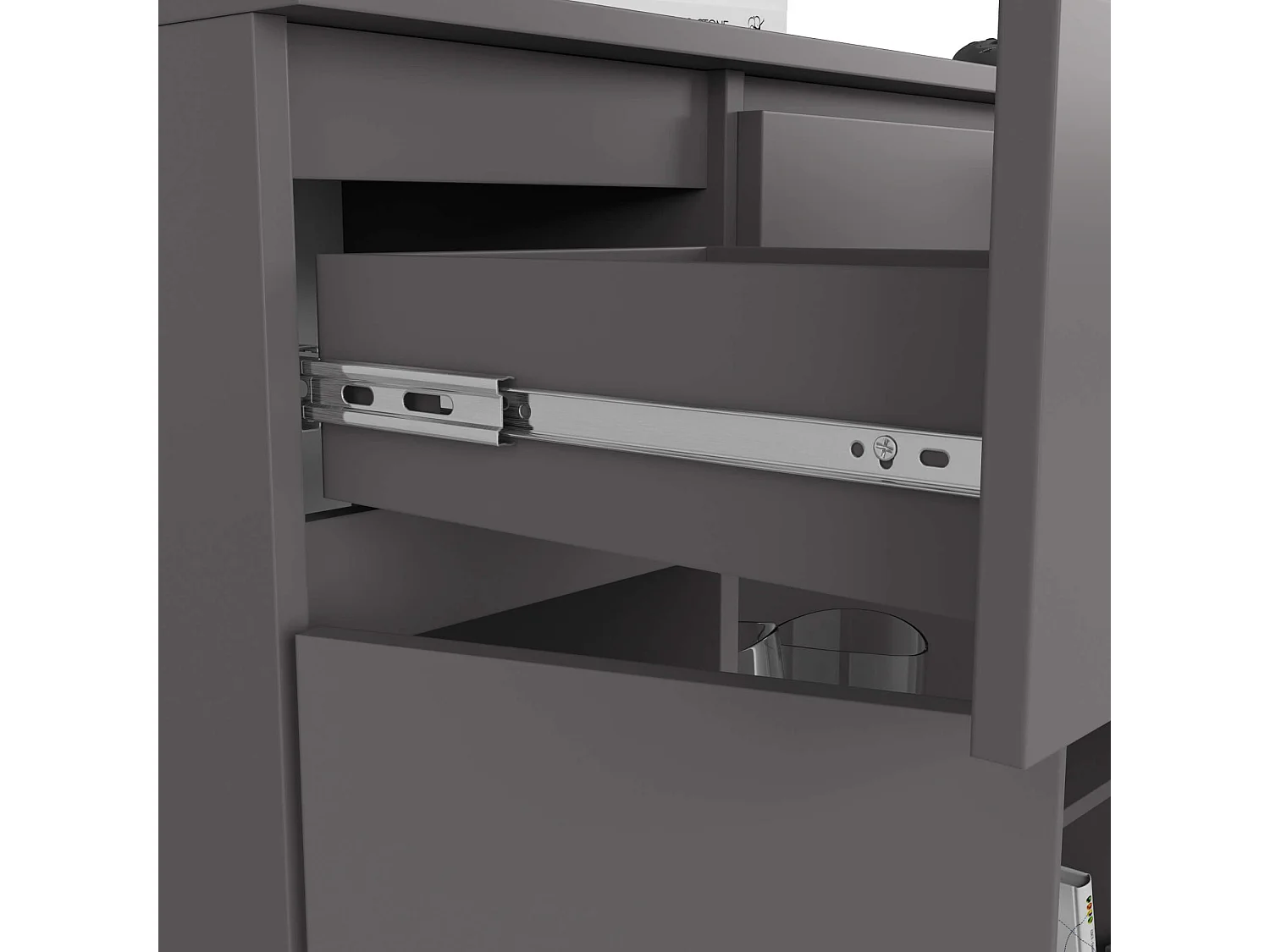 Cômoda Klássica Grafite Cinza com 3 Gavetas e 2 Portas - Sistema Combinável, Montagem Fácil