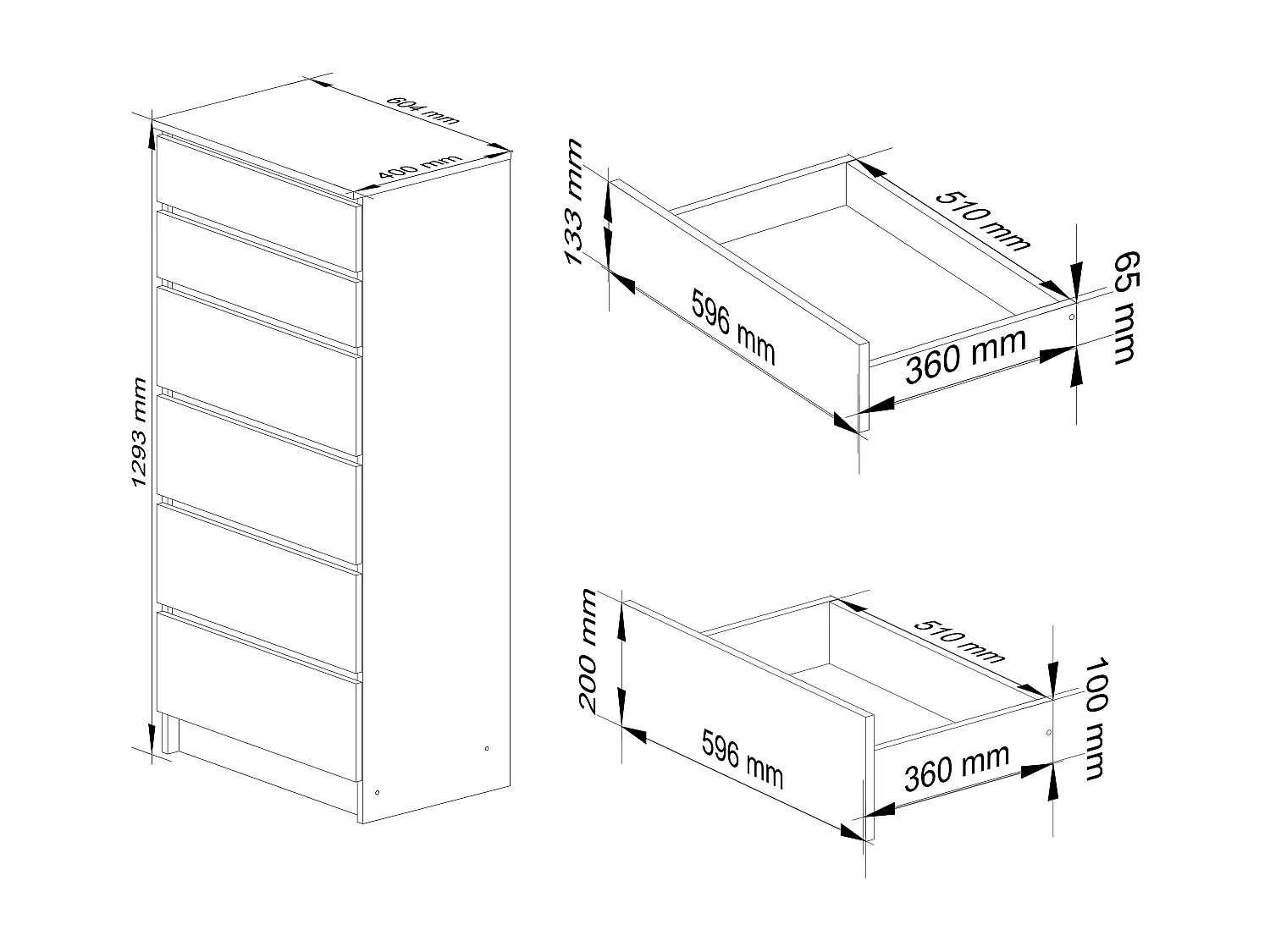 Cômoda Elegante Branca K60 com 6 Gavetas (130x60x40cm) - Mobiliário Moderno e Funcional