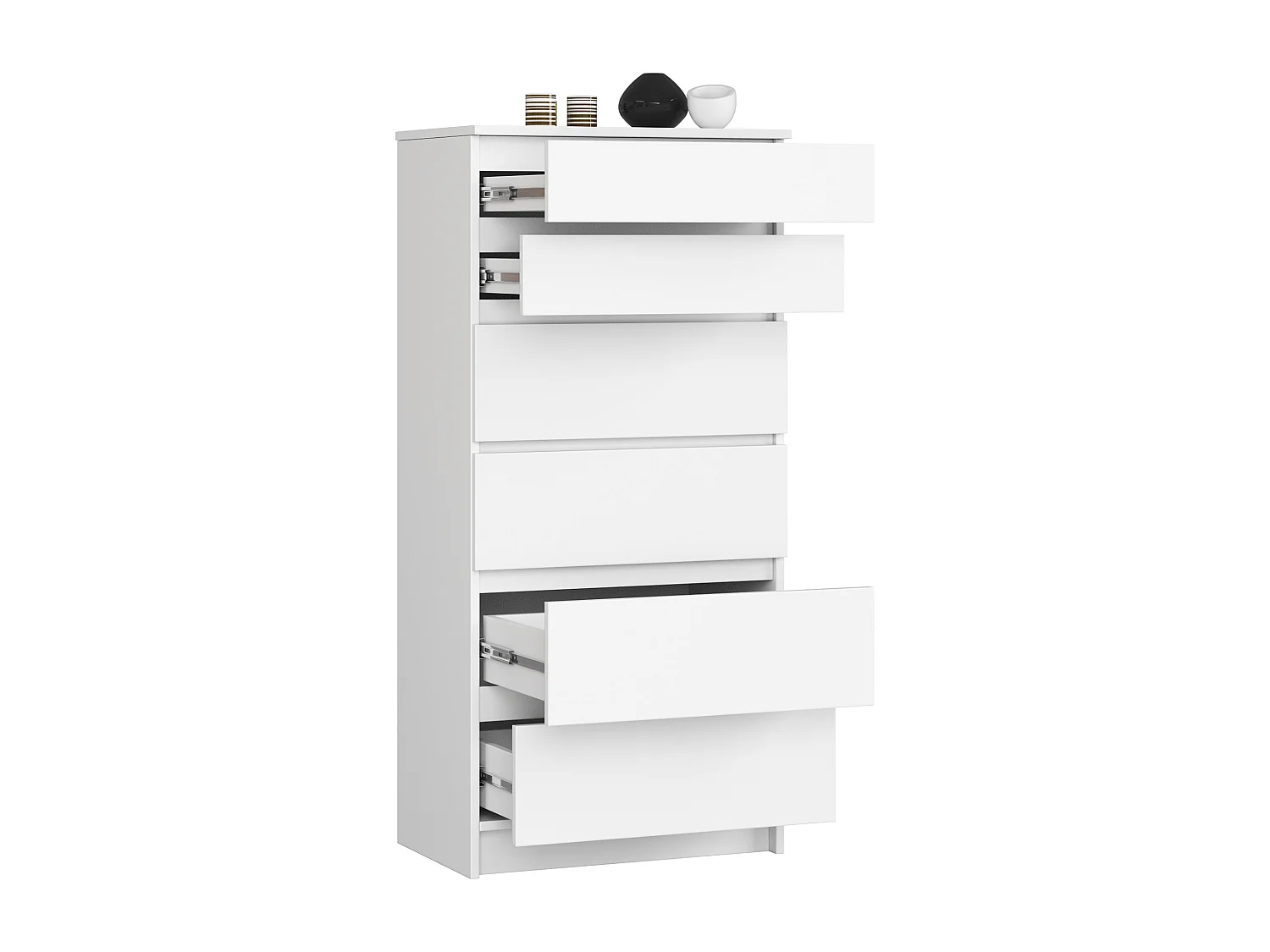 Cômoda Elegante Branca K60 com 6 Gavetas (130x60x40cm) - Mobiliário Moderno e Funcional