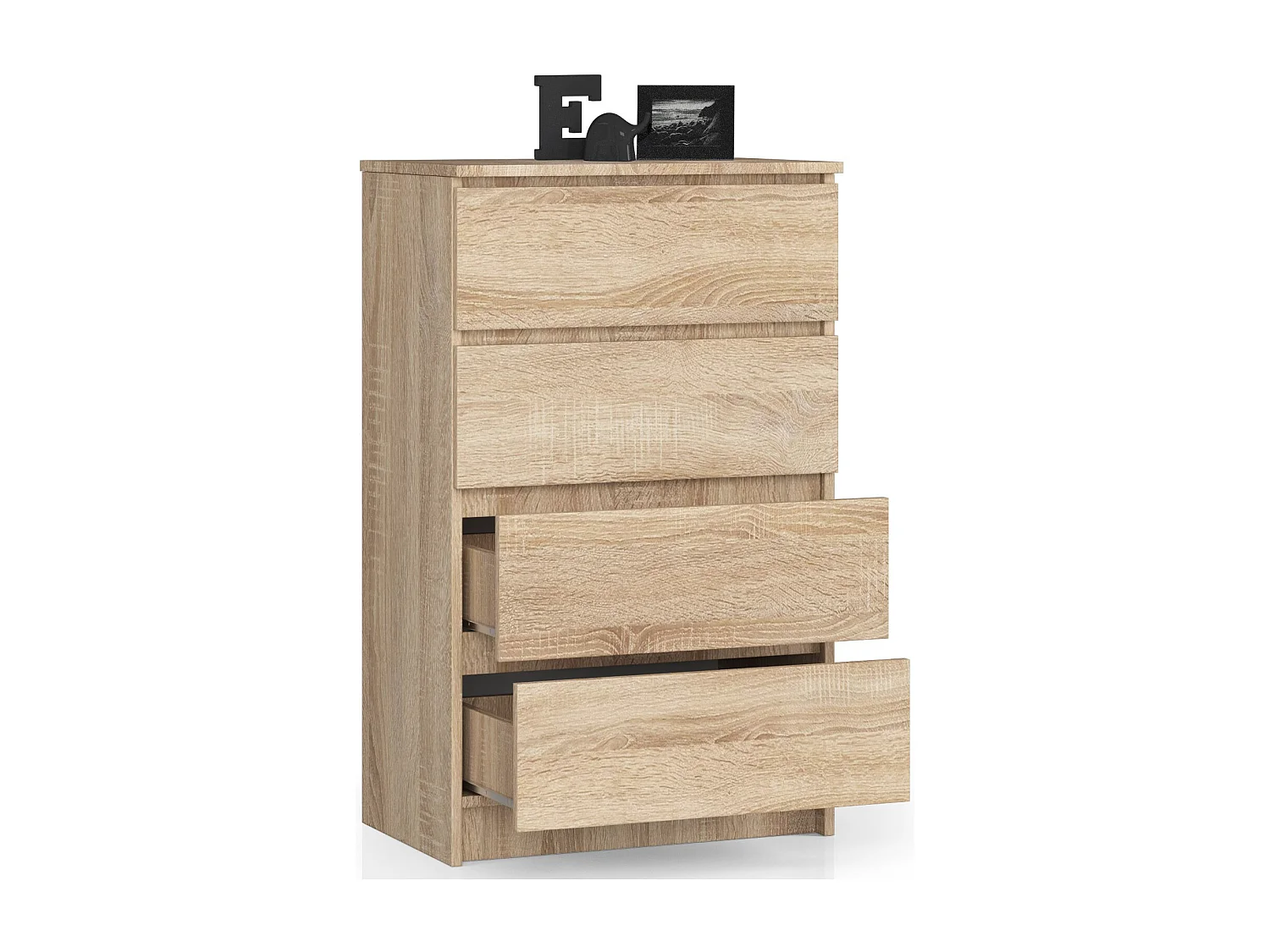 Cômoda Moderna de 4 Gavetas em Carvalho Sonoma - 60cm