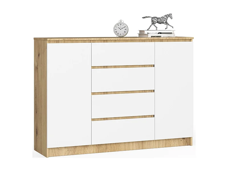 Cômoda K140 2 Portas 4 Gavetas Carvalho Artisan/Branco