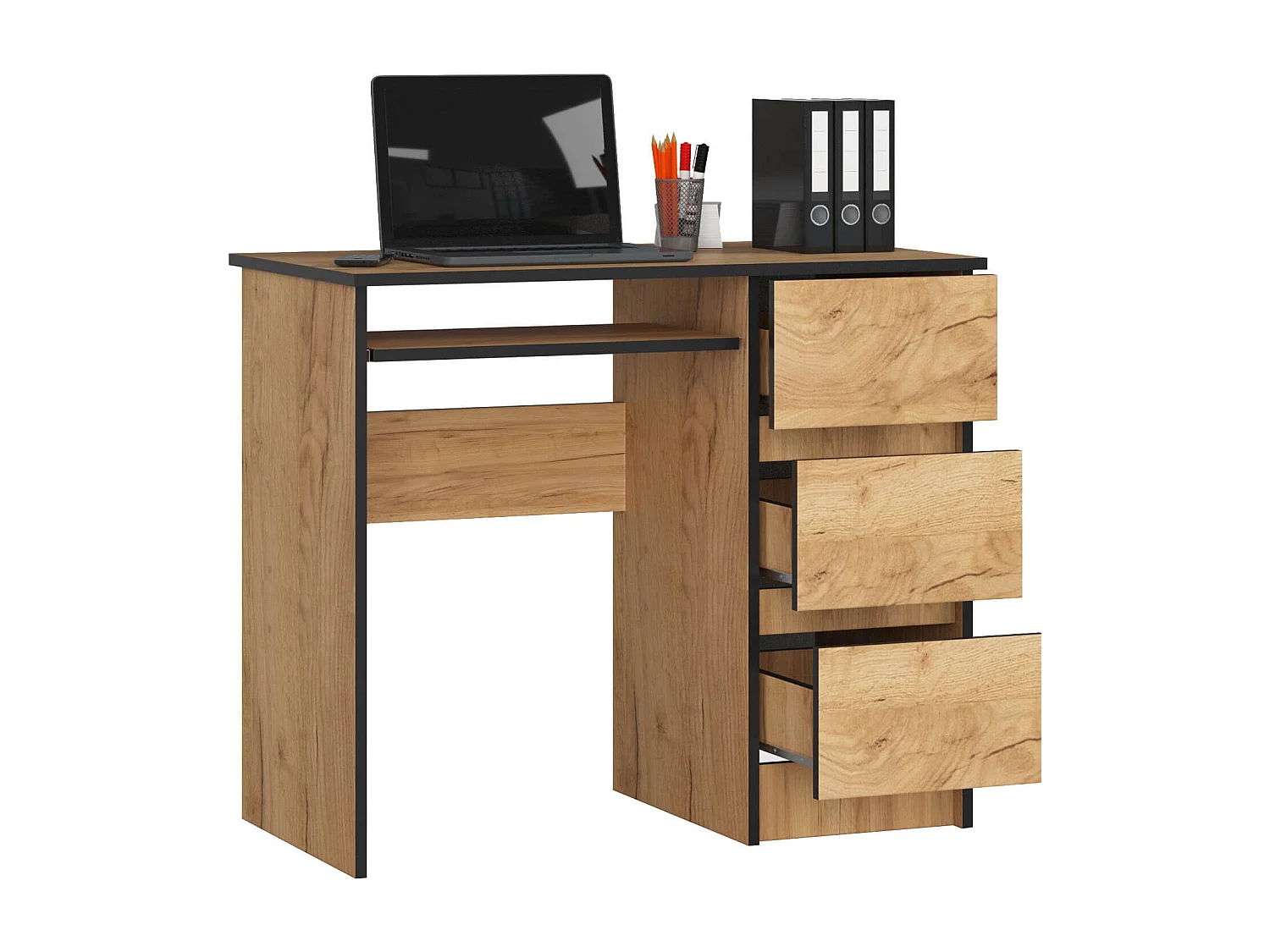 Mesa de Escritório Direita Craft Carvalho com Gavetas