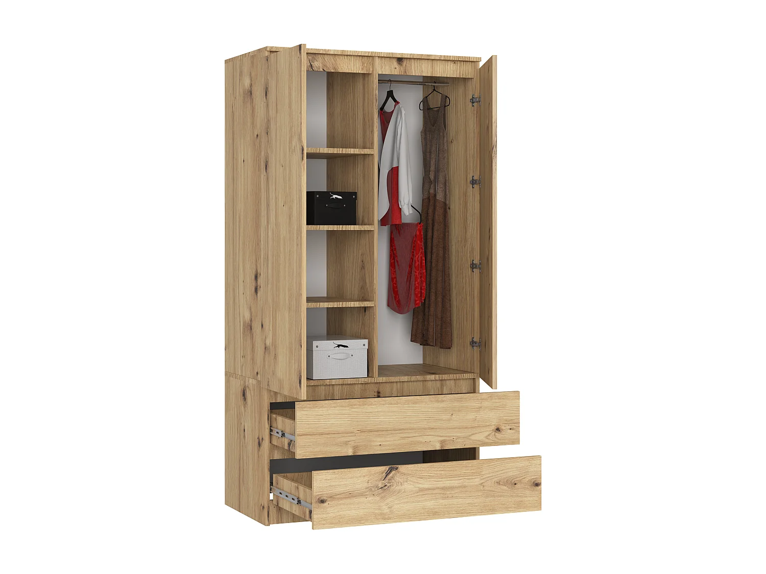 Guarda-Roupa Art Artisan 90cm 2 Portas 2 Gavetas Madeira Laminada