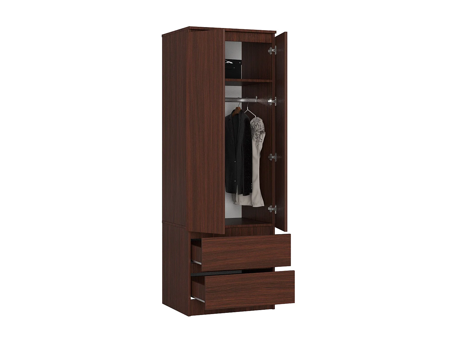Guarda-Roupa Star S60, 2 Portas, 2 Gavetas, Wenge, 60cm Largura