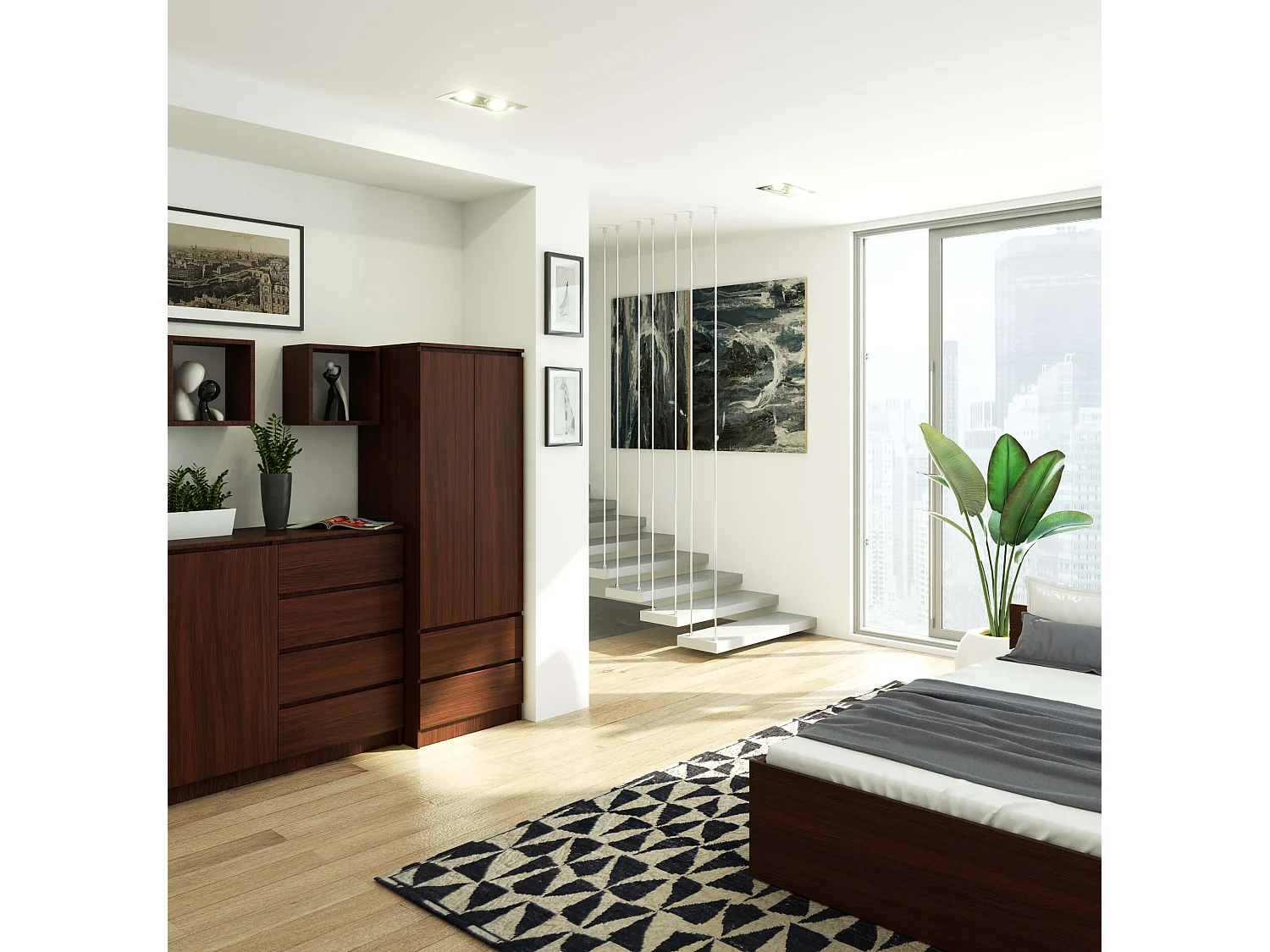 Guarda-Roupa Star S60, 2 Portas, 2 Gavetas, Wenge, 60cm Largura