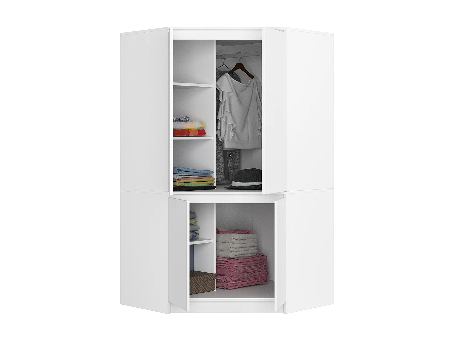 Guarda-roupa de Canto S100 4 Portas Branco 100x180x50cm