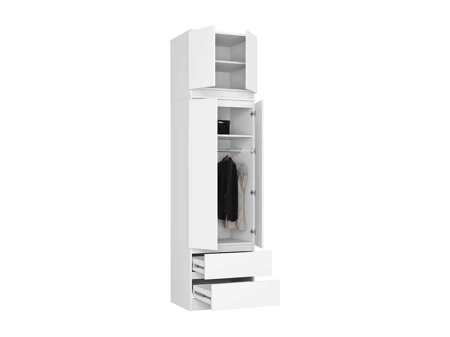 Guarda-roupa Modular com Extensão S60 2D 2G Branco - Sistema STAR