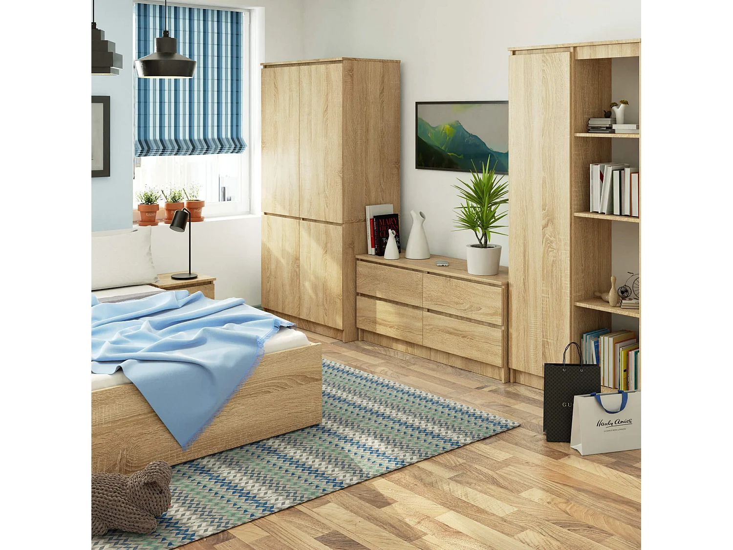 Guarda-roupa Sonoma S90 4 Portas - 90x180x51 cm, Madeira Laminada, Auto Montagem