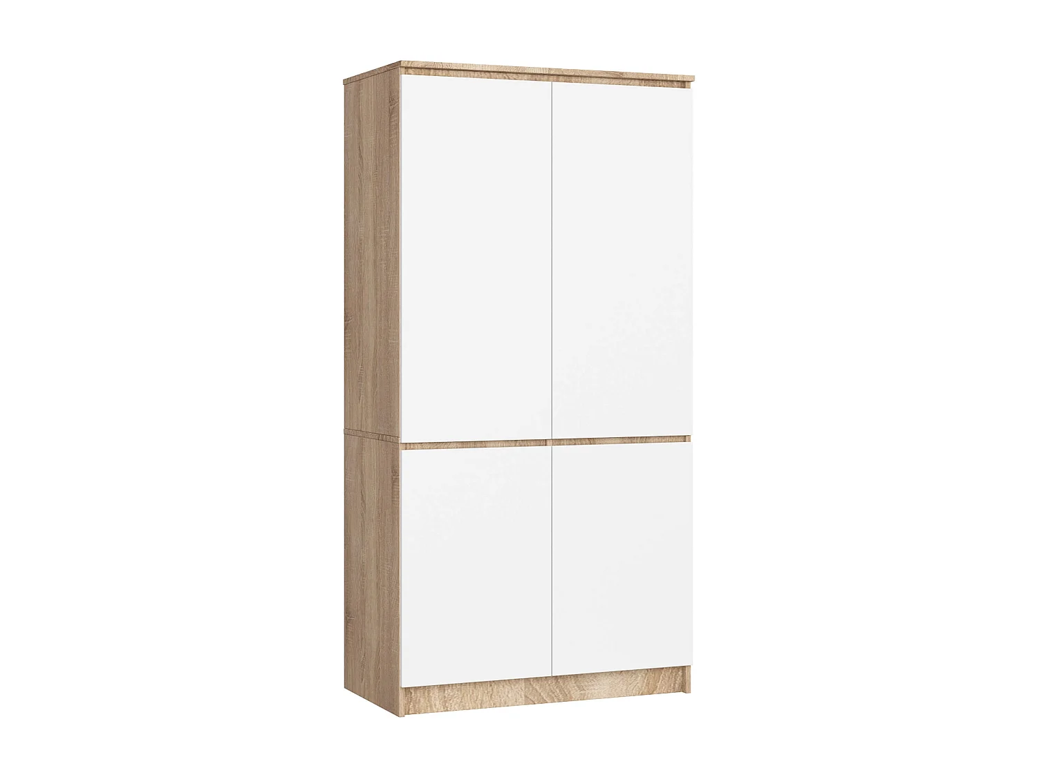 Guarda-Roupa 4 Portas em Carvalho Sonoma e Branco 90 cm - Estilo Moderno, Montagem DIY