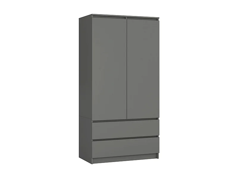 Guarda-roupa Moderno S90 com 2 Portas e 2 Gavetas - Grafite Cinza, 90cm