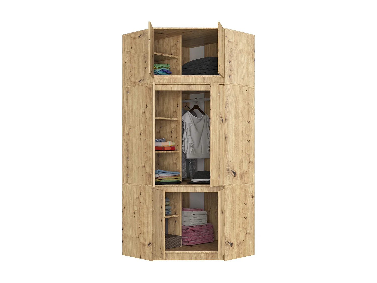 Guarda-Roupa de Canto com Extensão S100 Carvalho Artisan