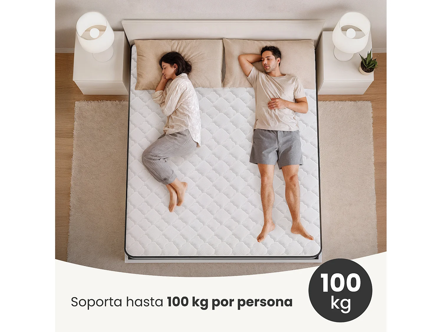 Colchão de molas ensacadas 7 zonas com protetor de colchão H3 180x200 cm