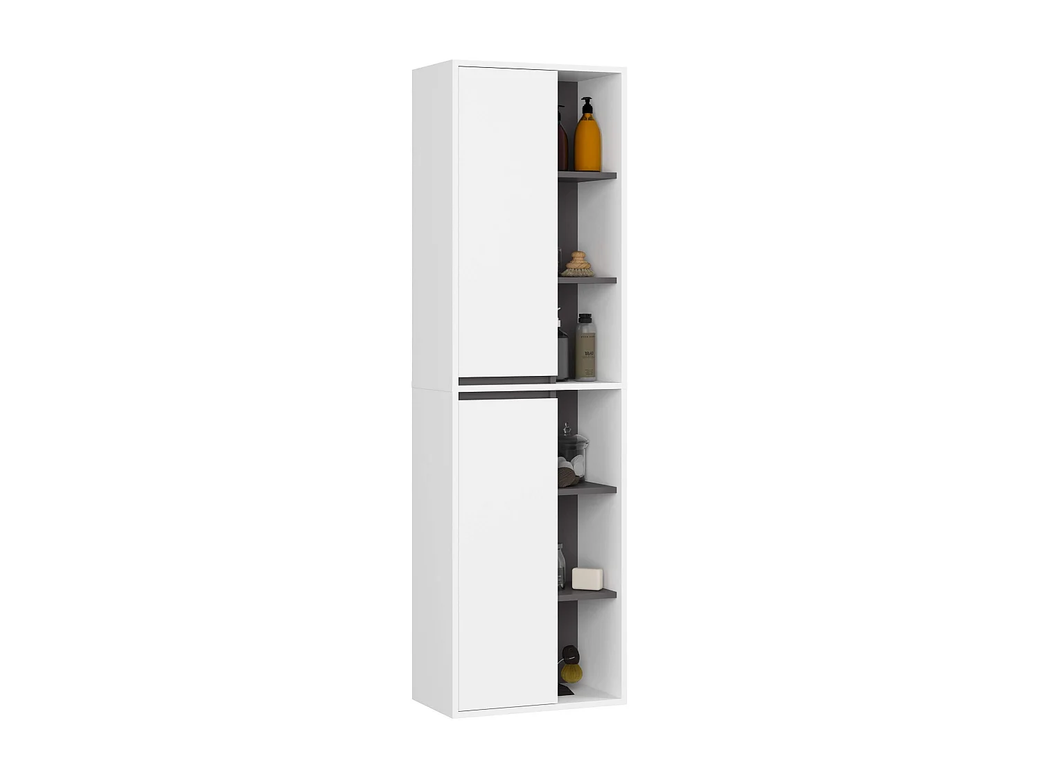 Conjunto de Móveis Banheiro Suspensos VAMI Branco/Grafite Cinza