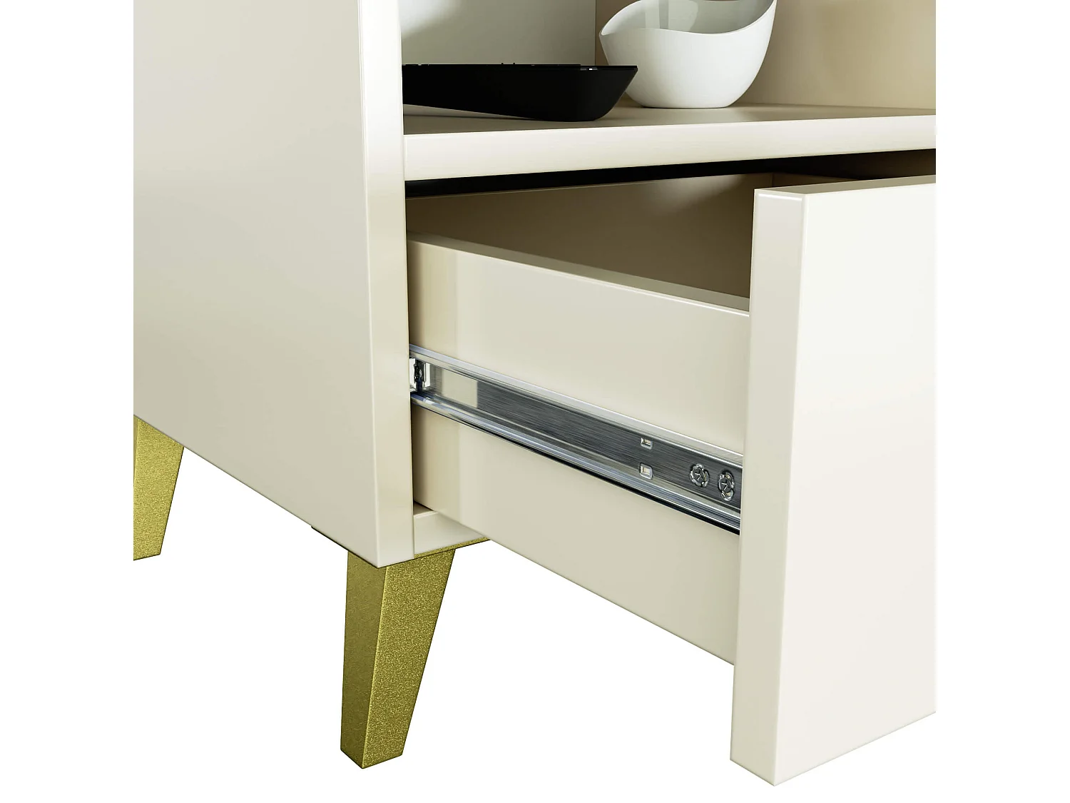 Cômoda MOBI K-01 Kaszmir Dourado com Gaveta e Prateleira