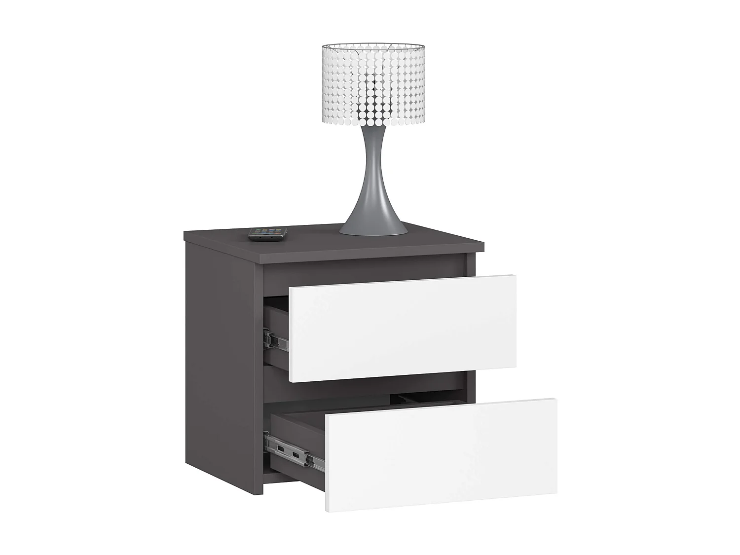 Cômoda Modernista 2 Gavetas Grafite e Branco - Montagem DIY